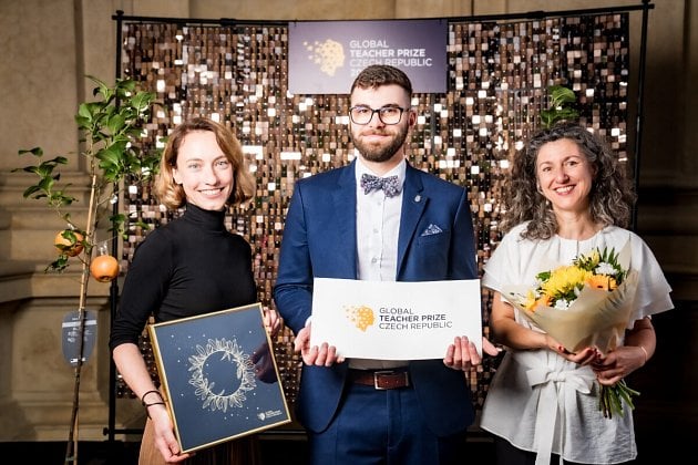 Tři nejlepší učitelé v soutěži Global Teacher Prize ČR 2025: Eliška Havránková, Ondřej Nejedlý a Anna Babanová